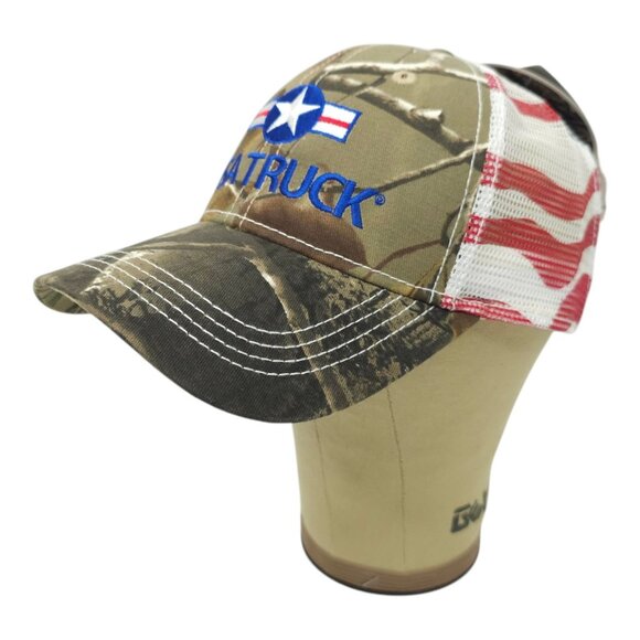 USA Truck Realtree AP Camo Flag Mesh Strapback Cap Trucker Baseball Hat America - Picture 2 of 13